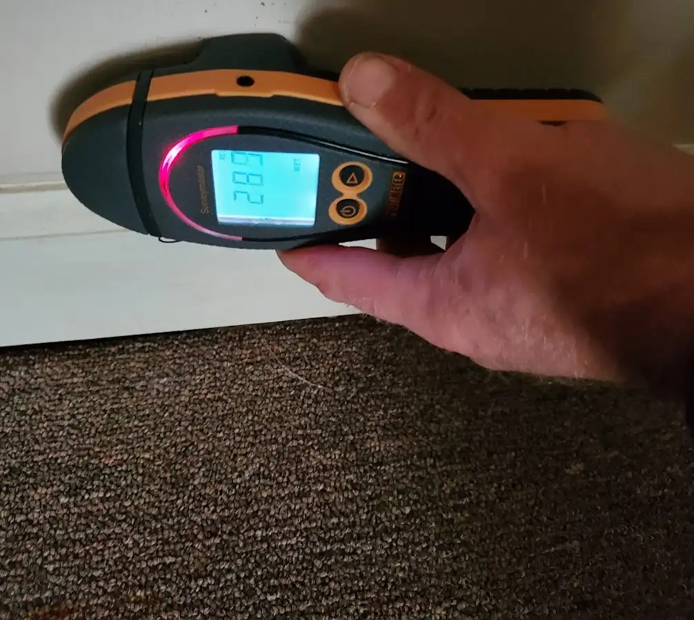 Moisture detection at baseboard during Sewage Cleanup & Sanitation in Brunswick